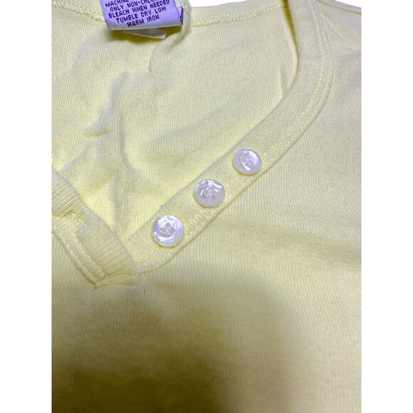 Vintage Old Navy Soft Yellow V-neck T-shirt with Button Detail Size Small - Picture 5 of 7